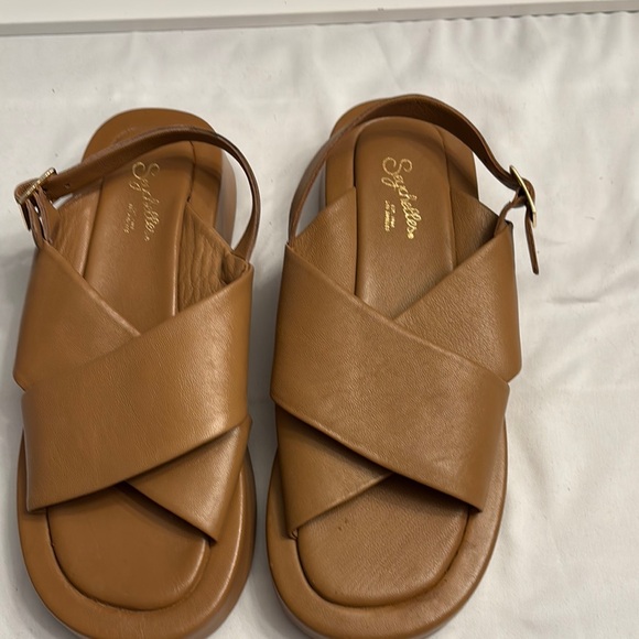 Seychelles Shoes - Seychelles Brown Leather Sandals with Criss-Cross Straps
